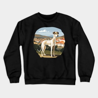 Galgo Espanol Greyhound Spanish Village Landspace Crewneck Sweatshirt